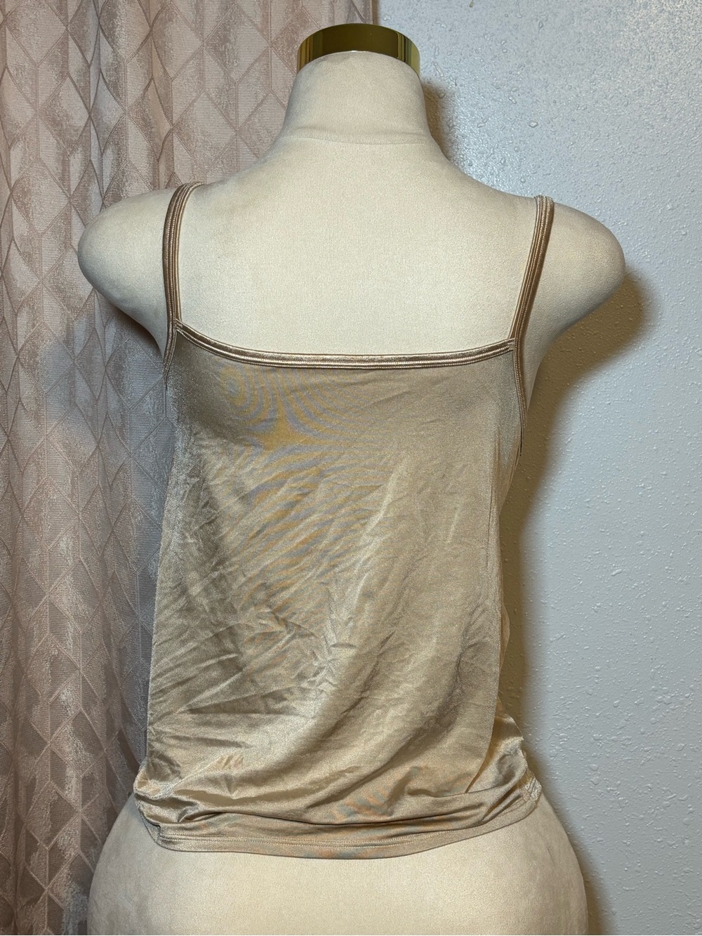 Neutral Beige Silk Camisole with Slim Straps